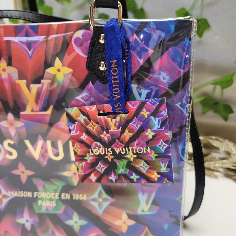 Authentic Louis Vuitton Vibrant Multicolor Retail Shopping Bag in A PVC Tote - Picture 6 of 10